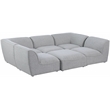Meridian Furniture Miramar Grey Durable Linen Textured Modular Sectional
