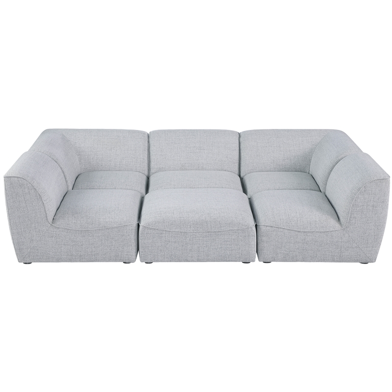 Meridian Furniture Miramar Grey Durable Linen Textured Modular Sectional