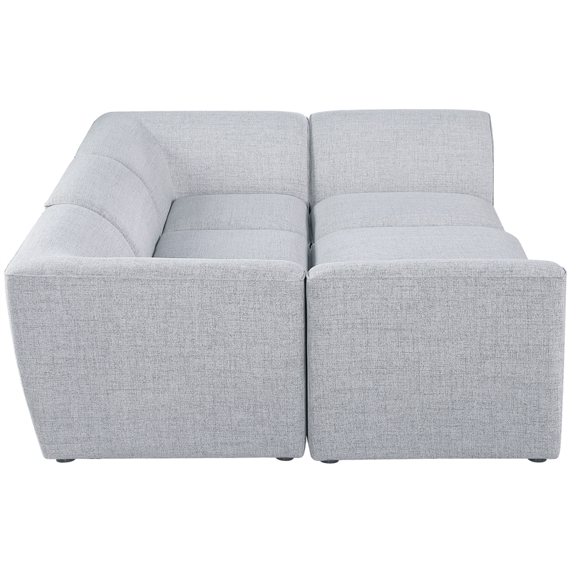 Meridian Furniture Miramar Grey Durable Linen Textured Modular Sectional