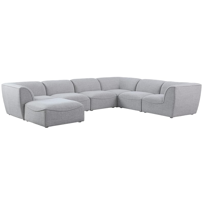 Meridian Furniture Miramar Grey Durable Linen Textured Modular Sectional