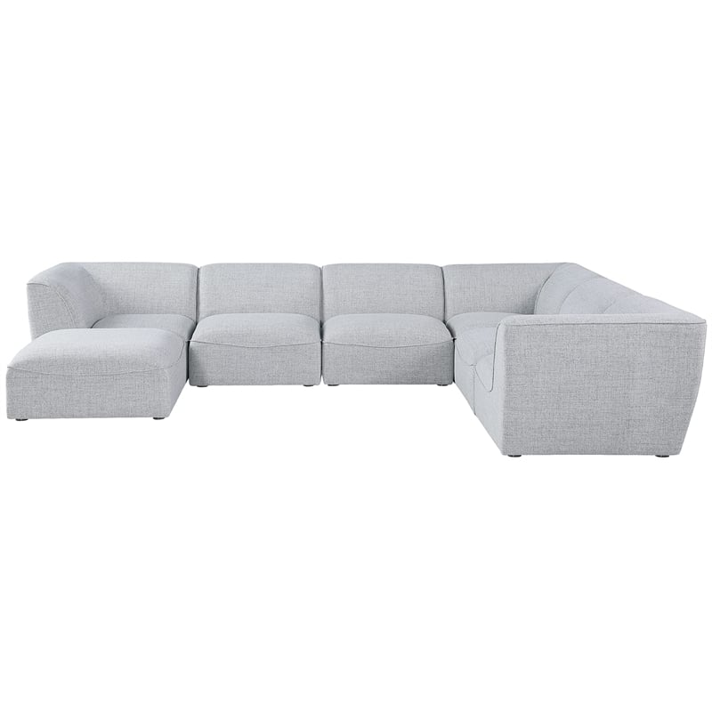 Meridian Furniture Miramar Grey Durable Linen Textured Modular Sectional