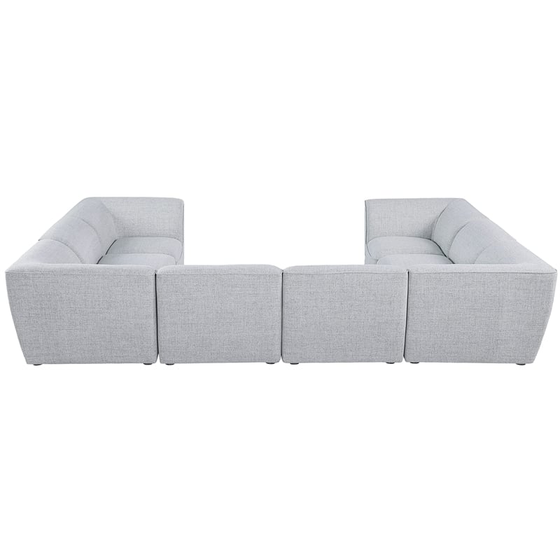 Meridian Furniture Miramar Grey Durable Linen Textured Modular Sectional