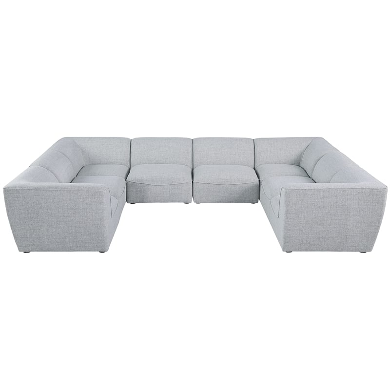 Meridian Furniture Miramar Grey Durable Linen Textured Modular Sectional