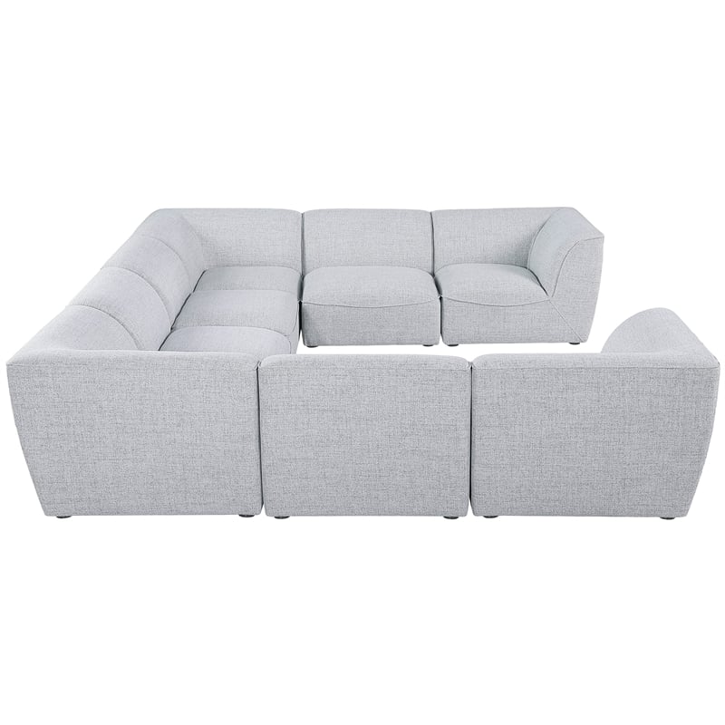 Meridian Furniture Miramar Grey Durable Linen Textured Modular Sectional