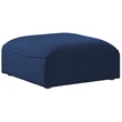 Meridian Furniture Miramar Navy Durable Linen Textured Ottoman