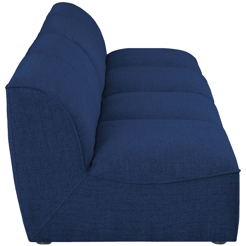 Meridian Furniture Miramar Navy Durable Linen Textured Modular Sofa