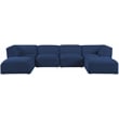 Meridian Furniture Miramar Navy Durable Linen Textured Modular Sectional