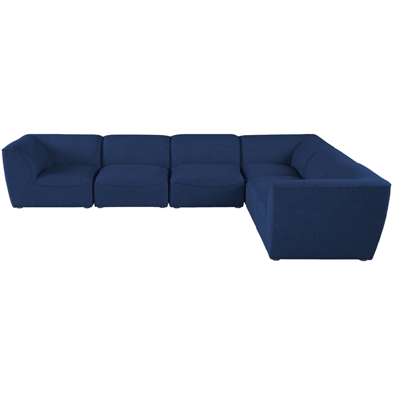 Meridian Furniture Miramar Navy Durable Linen Textured Modular Sectional