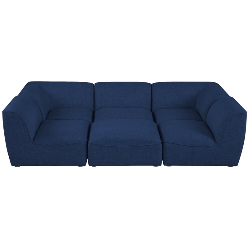 Meridian Furniture Miramar Navy Durable Linen Textured Modular Sectional