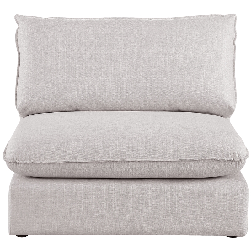 Meridian Furniture Mackenzie Beige Durable Linen Textured Armless