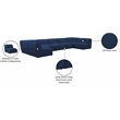 Meridian Furniture Miramar Navy Durable Linen Textured Modular Sectional