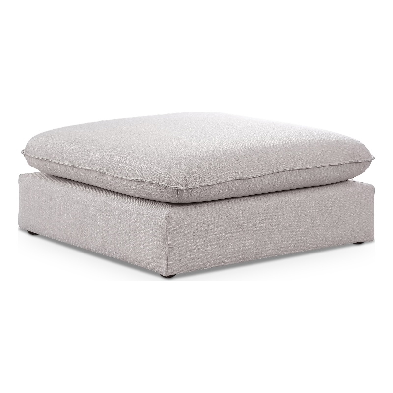 Meridian Furniture Mackenzie Beige Durable Linen Textured Ottoman