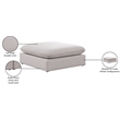 Meridian Furniture Mackenzie Beige Durable Linen Textured Ottoman