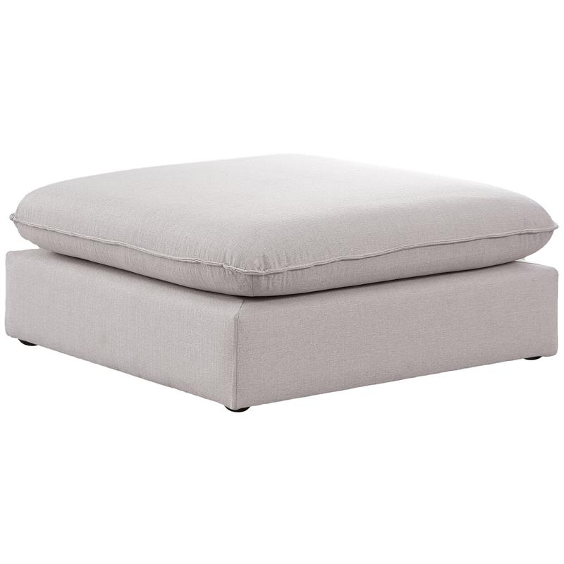 Meridian Furniture Mackenzie Beige Durable Linen Textured Ottoman