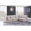 Meridian Furniture Mackenzie Beige Durable Linen Textured Modular Sectional