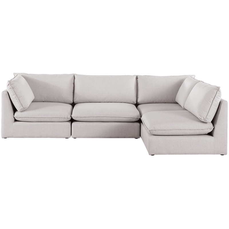 Meridian Furniture Mackenzie Beige Durable Linen Textured Modular Sectional