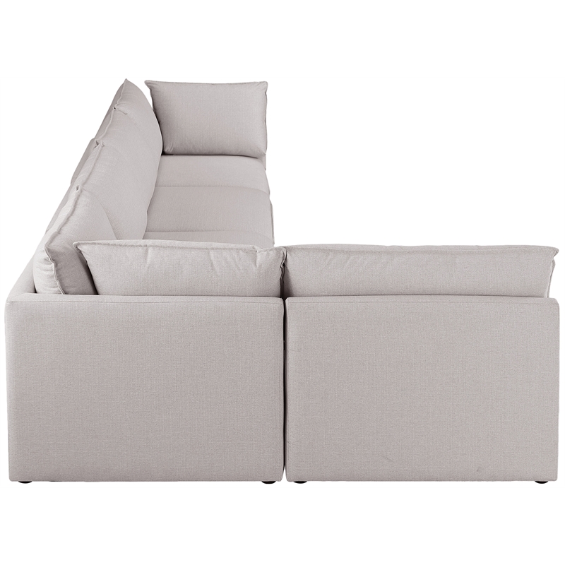 Meridian Furniture Mackenzie Beige Durable Linen Textured Modular Sectional