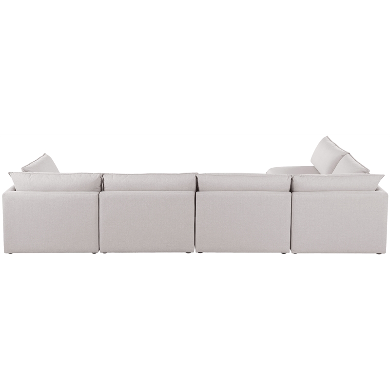 Meridian Furniture Mackenzie Beige Durable Linen Textured Modular Sectional