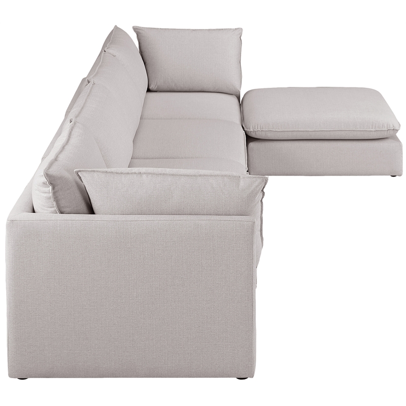 Meridian Furniture Mackenzie Beige Durable Linen Textured Modular Sectional