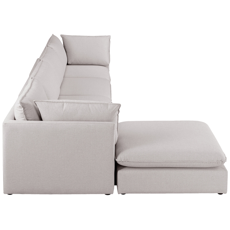 Meridian Furniture Mackenzie Beige Durable Linen Textured Modular Sectional