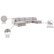 Meridian Furniture Mackenzie Beige Durable Linen Textured Modular Sectional