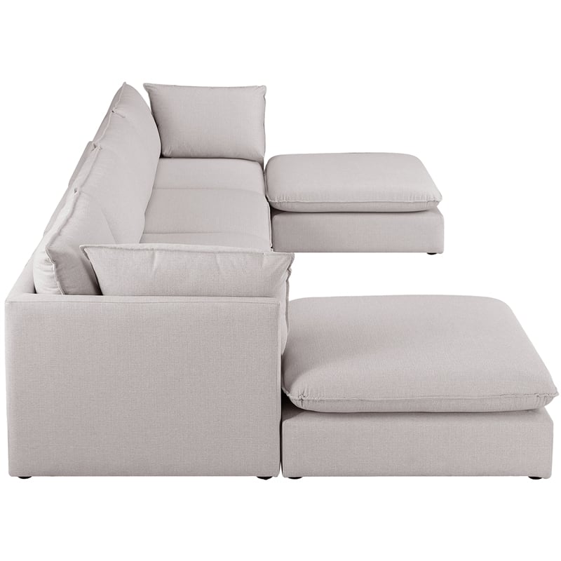 Meridian Furniture Mackenzie Beige Durable Linen Textured Modular Sectional