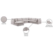Meridian Furniture Mackenzie Beige Durable Linen Textured Modular Sectional