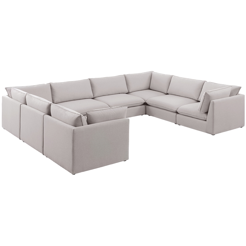 Meridian Furniture Mackenzie Beige Durable Linen Textured Modular Sectional