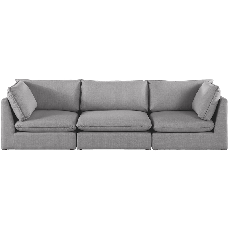 Meridian Furniture Mackenzie Grey Durable Linen Textured Modular Sofa