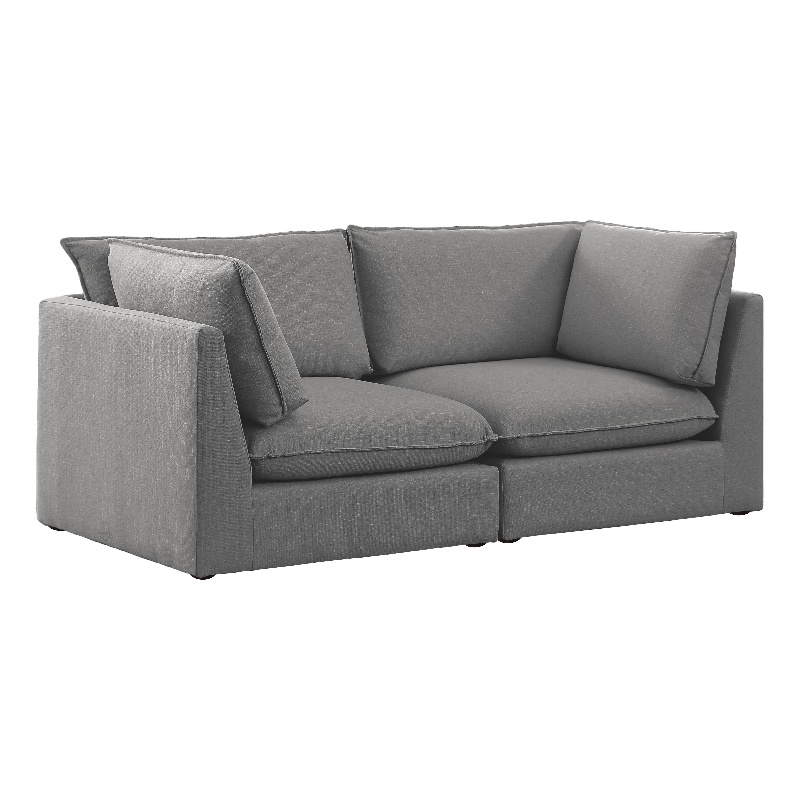 Meridian Furniture Mackenzie Grey Durable Linen Textured Modular Sofa