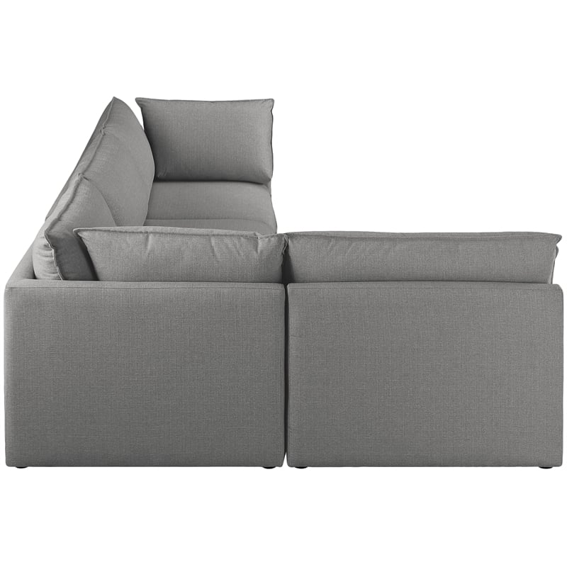 Meridian Furniture Mackenzie Grey Durable Linen Textured Modular Sectional