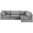 Meridian Furniture Mackenzie Grey Durable Linen Textured Modular Sectional