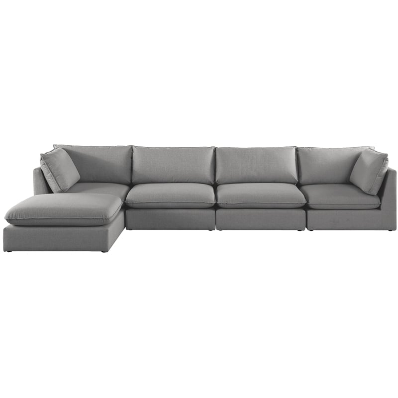 Meridian Furniture Mackenzie Grey Durable Linen Textured Modular Sectional
