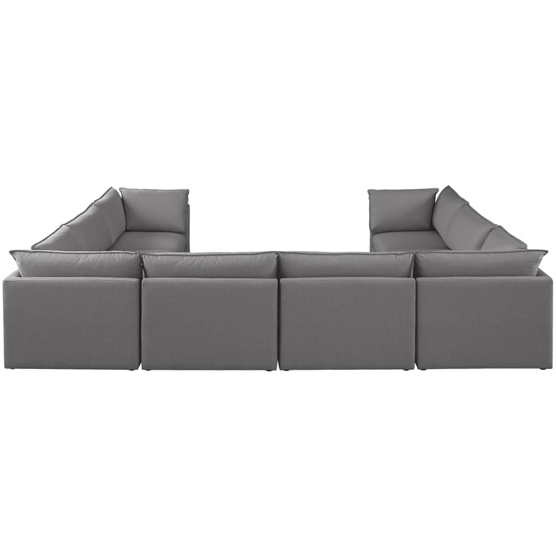 Meridian Furniture Mackenzie Grey Durable Linen Textured Modular Sectional