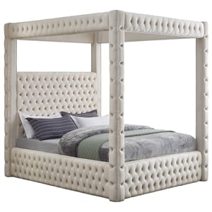 Meridian Furniture Royal Cream Velvet Queen Bed