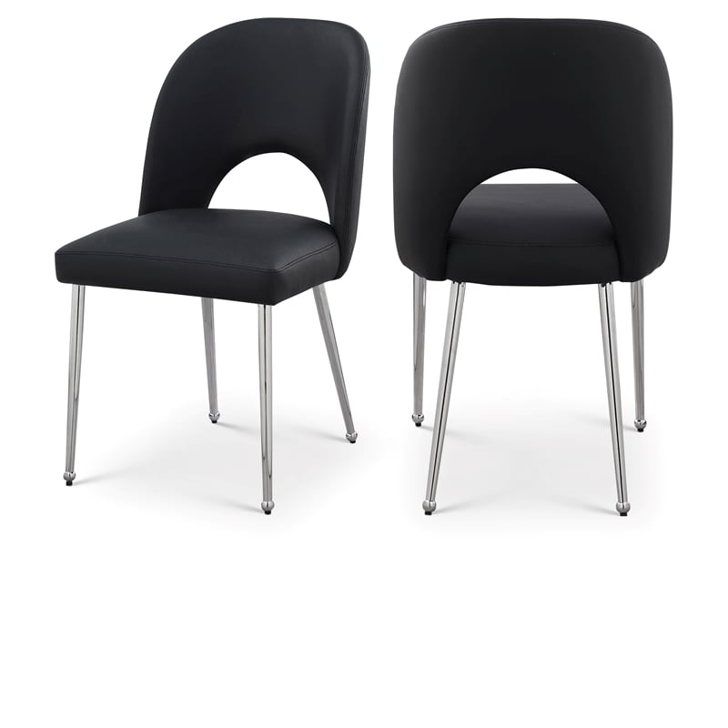 Meridian Furniture Logan Black Vegan Leather Dining Chair (Set of 2)