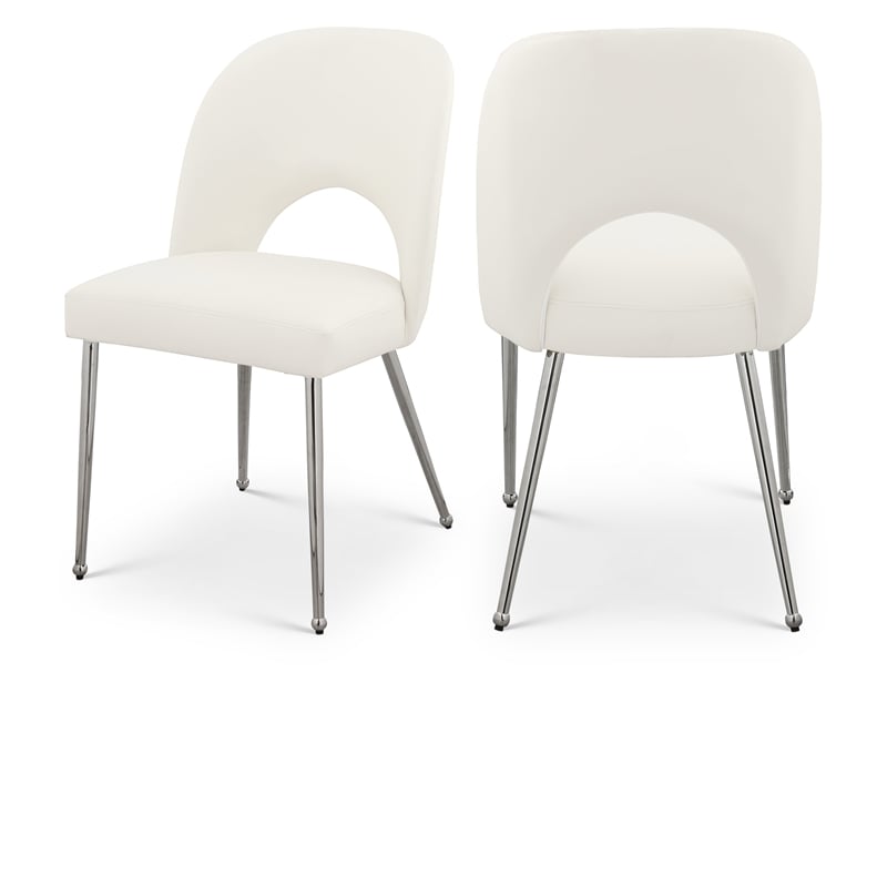 Meridian Furniture Logan Cream Vegan Leather Dining Chair (Set of 2)