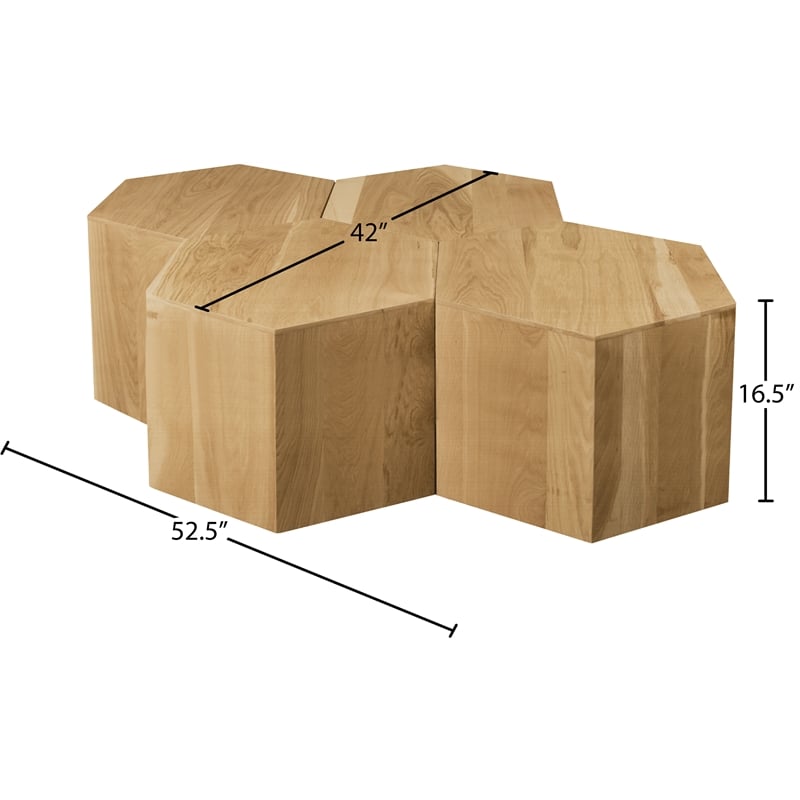 Meridian Furniture Eternal 4-Pc. Natural Oak Wood Coffee Table