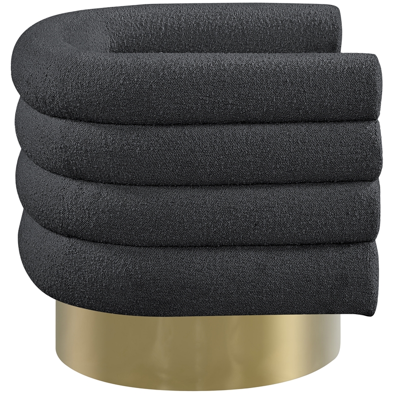 Meridian Furniture Tessa Black Boucle Fabric Swivel Accent Chair