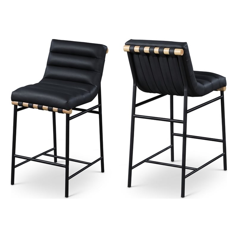 Meridian Furniture Burke Black Vegan Leather Counter Stool