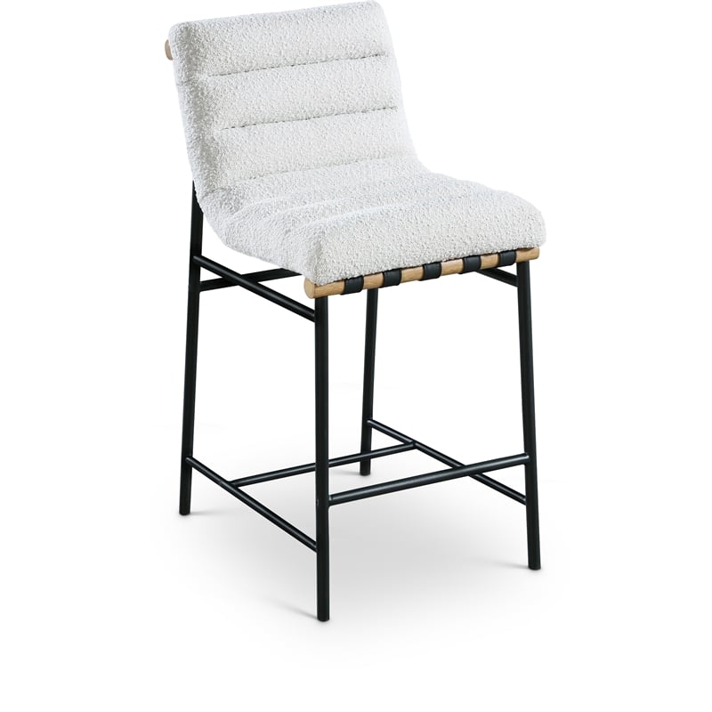 Meridian Furniture Burke Cream Boucle Fabric Counter Stool