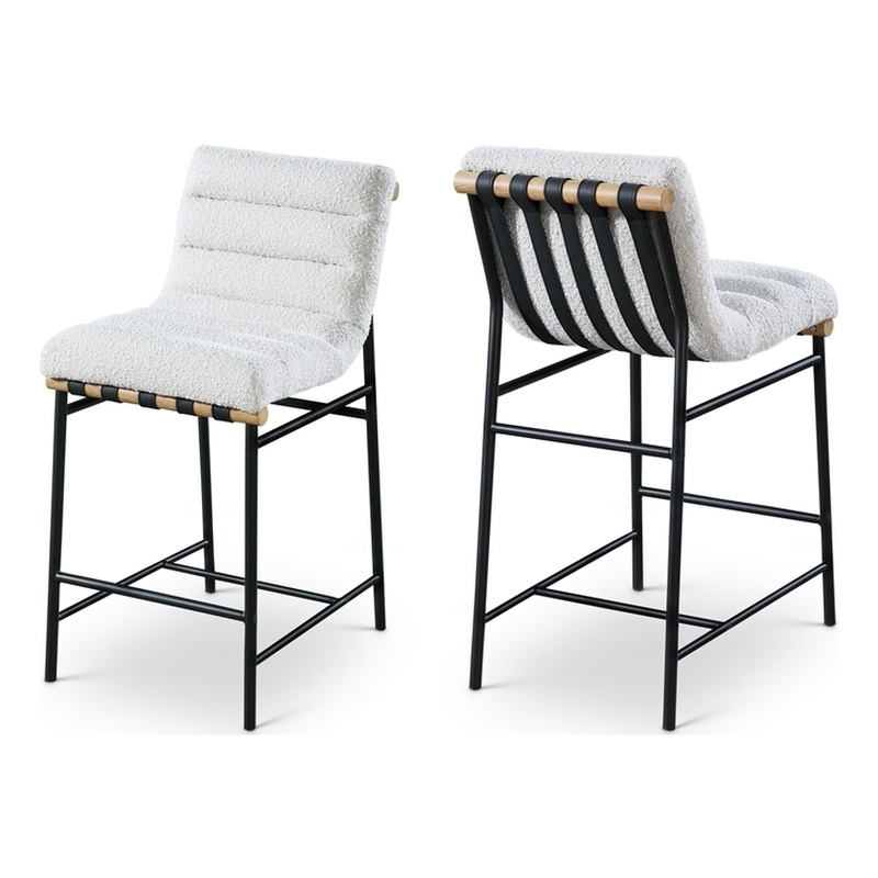 Meridian Furniture Burke Cream Boucle Fabric Counter Stool
