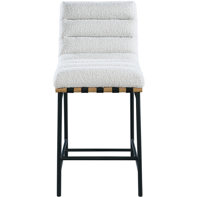 Meridian Furniture Burke Cream Boucle Fabric Counter Stool