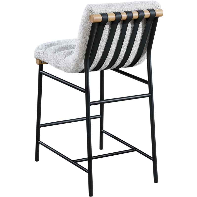 Meridian Furniture Burke Cream Boucle Fabric Counter Stool