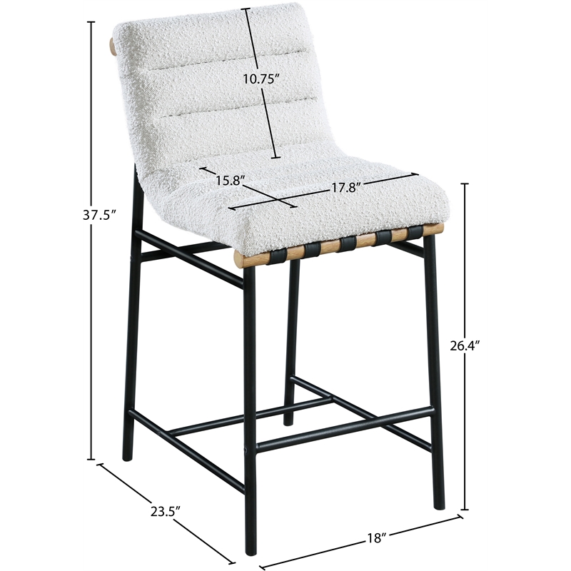 Meridian Furniture Burke Cream Boucle Fabric Counter Stool