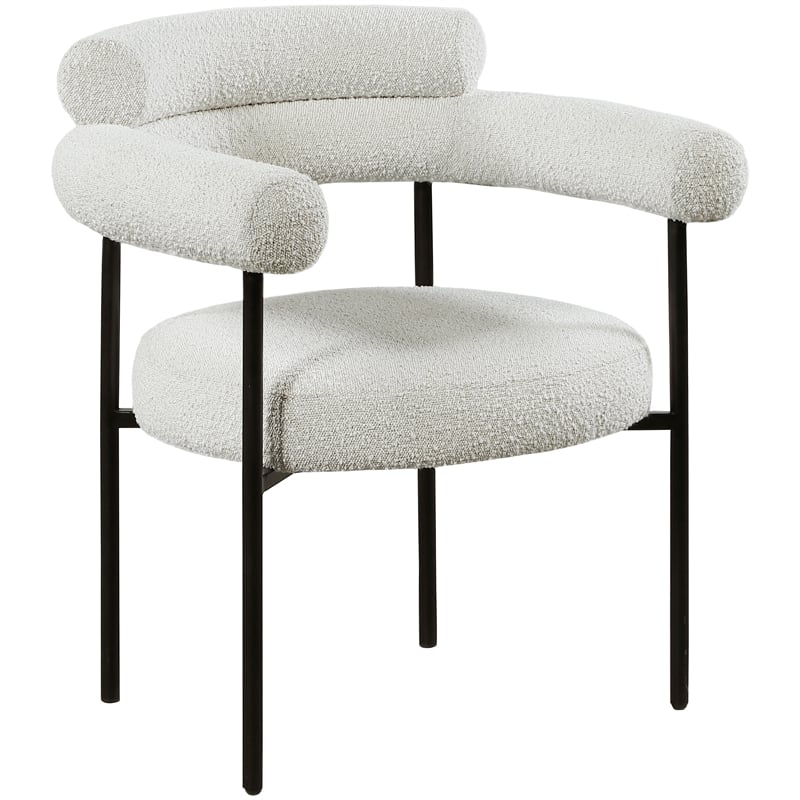 Meridian Furniture Blake Cream Boucle Fabric Dining Chair Set of 2