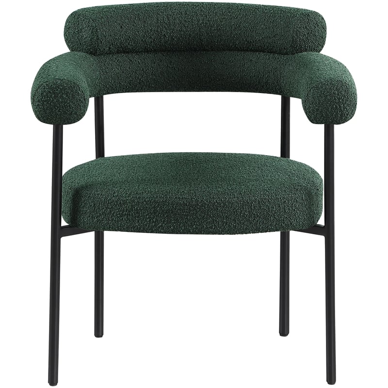 Meridian Furniture Blake Green Boucle Fabric Dining Chair Set of 2