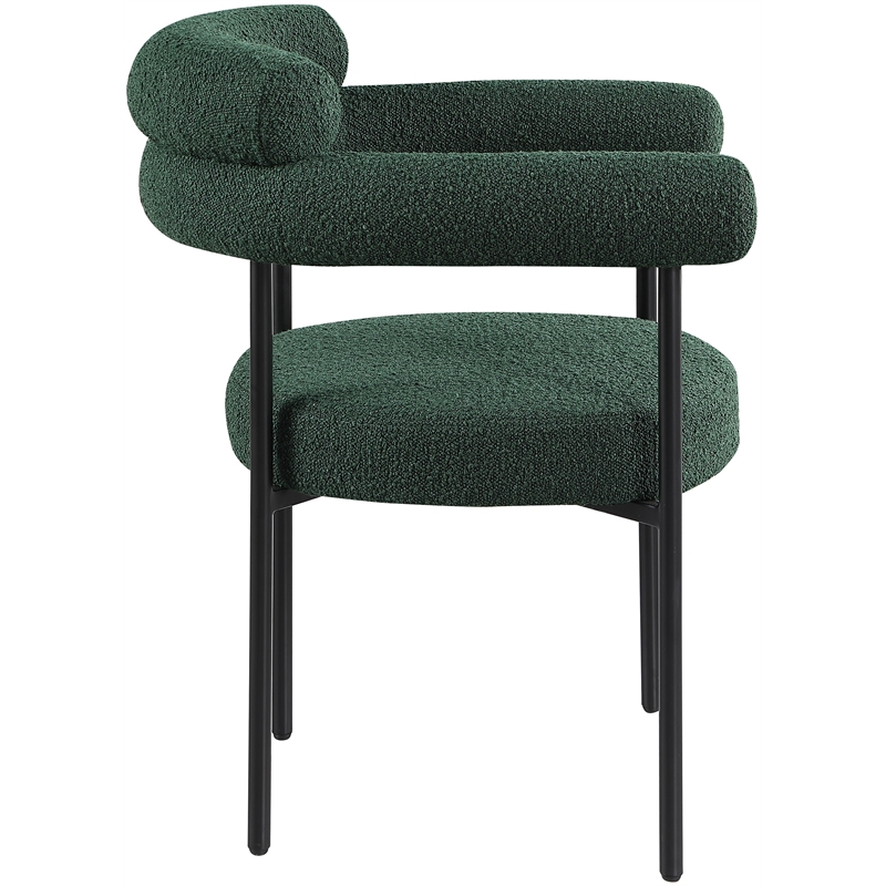Meridian Furniture Blake Green Boucle Fabric Dining Chair Set of 2