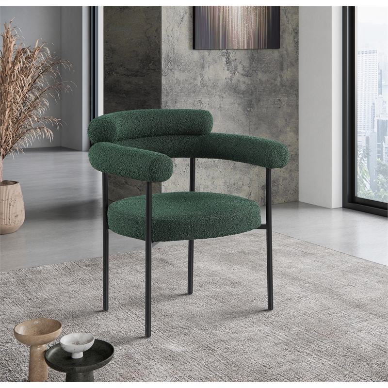 Meridian Furniture Blake Green Boucle Fabric Dining Chair Set of 2