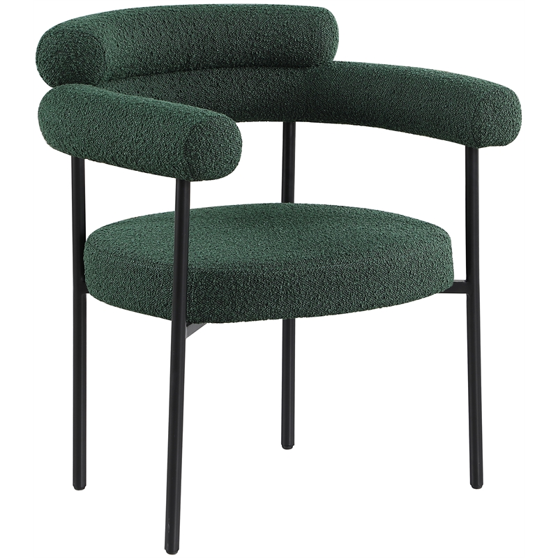 Meridian Furniture Blake Green Boucle Fabric Dining Chair Set of 2